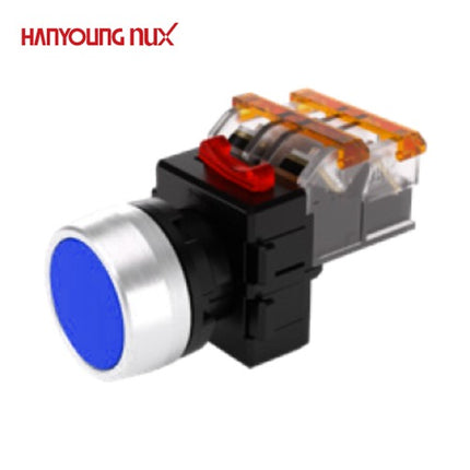 HANYOUNG Push Button Switch, Non-Illuminated, Ø22mm, Blue, MRF-RM2A 2a2b