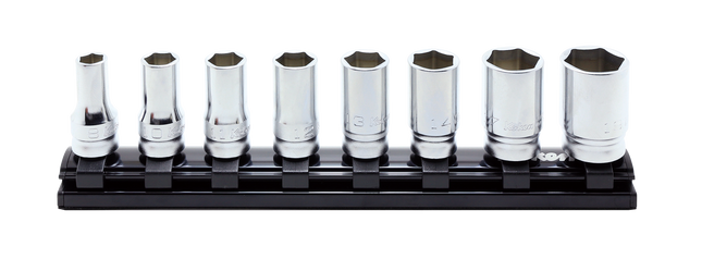 KOKEN 3/8" Drive Semi-Deep Socket Rail Set, 6-Point (Z-EAL Series) RS3300XZ/8