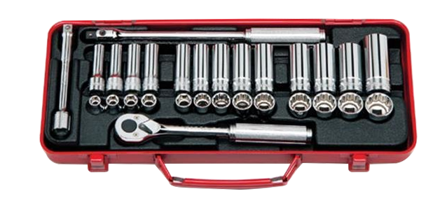 KOKEN 3/8" Drive Standard and Deep Socket Set, 6-Point and 12-Point 3277