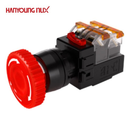 HANYOUNG Emergency Stop Switch, Ø22, Illuminated, Reset Type, Red, MRA-TR1A0R, 100-240V AC 1a1b
