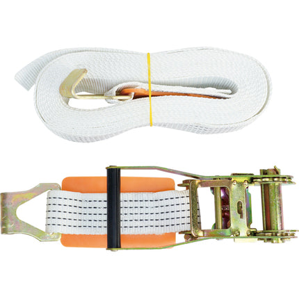 JOOYEONG Ratchet Tie-Down 8M(Flat Hook) White