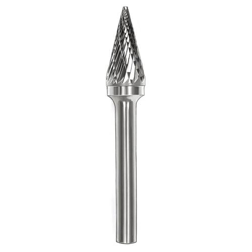 TNC SHARK Carbide Rotary Burr, Taper, Pointed End (SM), 6mm Shank, Double Cut