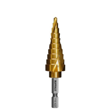 SESHIN BUFFALO Step Drill, Twist Type, Hex Shank 12mm–35mm, TiN Coated