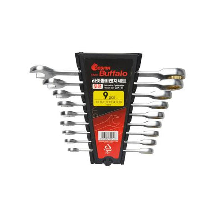 SESHIN BUFFALO Ratchet Combination Wrench Set Matte 9PCS(8,9,10,11,12,13,14,17,19)