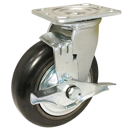KYUNGCHANG Rubber-on-Cast-Iron Caster Swivel with Brake