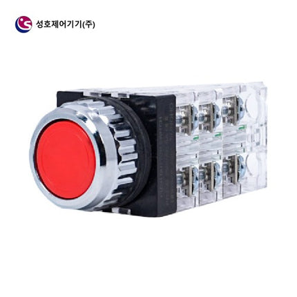 SUNGHO Push Button Switch, Non-Illuminated, Ø25, Red, 3a3b SHPR-25B-3R