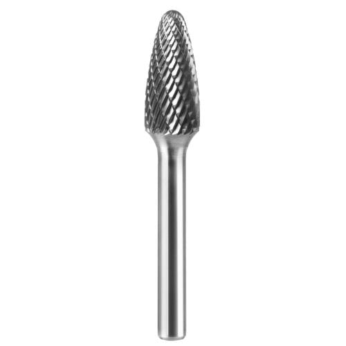 SESHIN BUFFALO Carbide Rotary Burr, Tree, Radius End (SF), 6mm Shank, Double Cut, Ø6×16mm–12.7×25mm