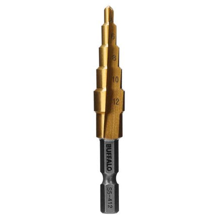 SESHIN BUFFALO Step Drill, Hex Shank 12mm–35mm, TiN Coated