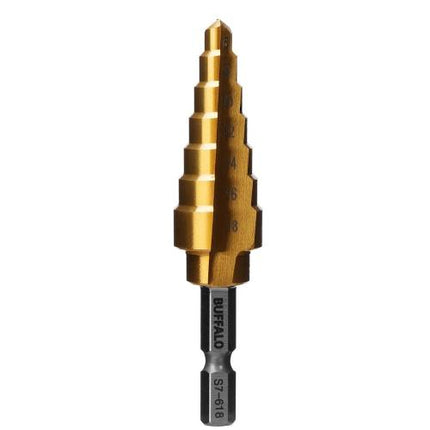 SESHIN BUFFALO Step Drill, Hex Shank 12mm–35mm, TiN Coated