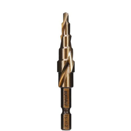 SESHIN BUFFALO HSS-Co Step Drill, Twist Type, Hex Shank