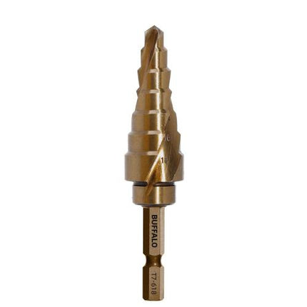 SESHIN BUFFALO HSS-Co Step Drill, Twist Type, Hex Shank