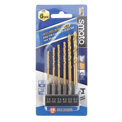 SMATO HSS Coated Drill Set, Hex Shank