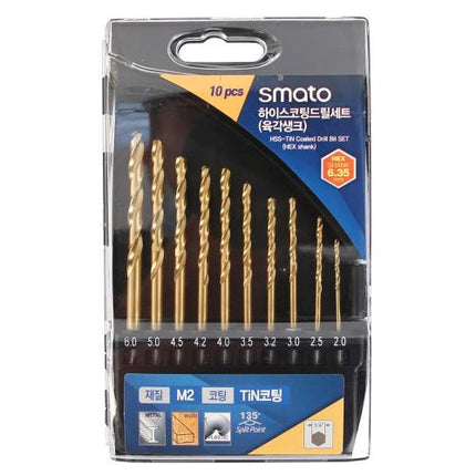 SMATO HSS Coated Drill Set, Hex Shank