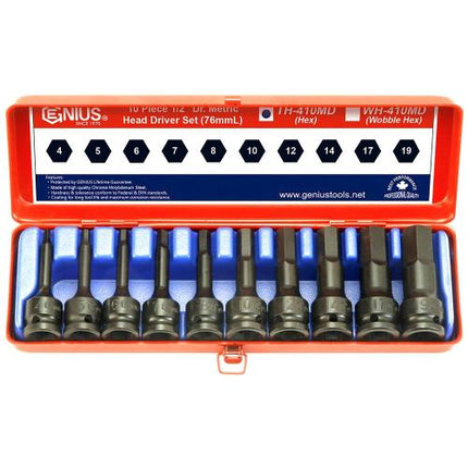 GENIUS TOOLS Impact Hex Bit Socket Set TH-410MD