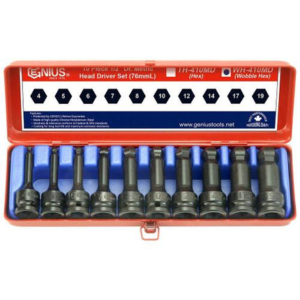 GENIUS TOOLS Impact Hex Bit Socket Set Ball Point WH-410MD