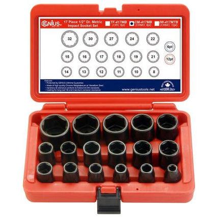 GENIUS TOOLS Impact Socket Set CM-417MB