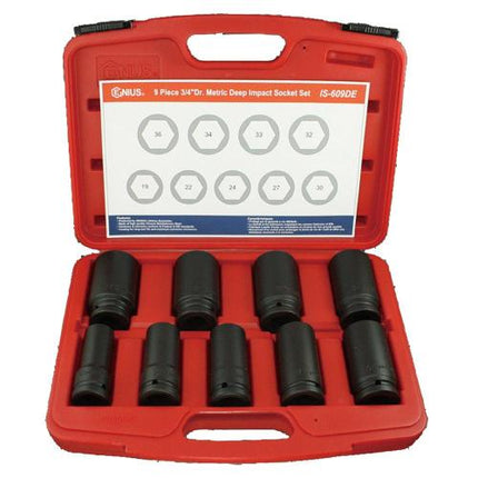 GENIUS TOOLS Impact Socket Set Long IS-609DE