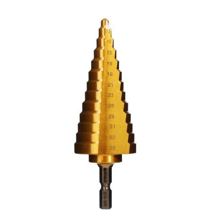 SESHIN BUFFALO Step Drill, Hex Shank 12mm–35mm, TiN Coated