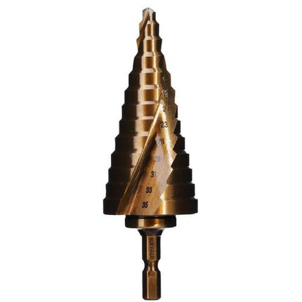 SESHIN BUFFALO HSS-Co Step Drill, Twist Type, Hex Shank