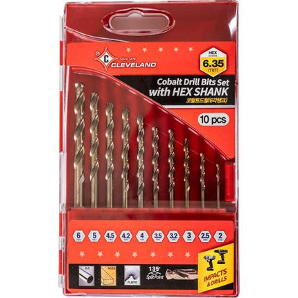 CLEVELAND HSS-Co Drill Set, Hex Shank