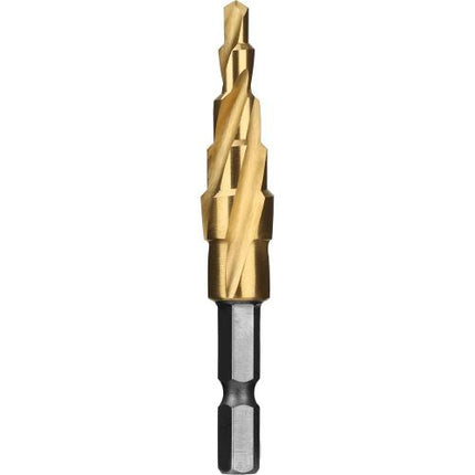 SESHIN BUFFALO 4-Flute Step Drill, Twist Type, Hex Shank 12mm–35mm, TiN Coated