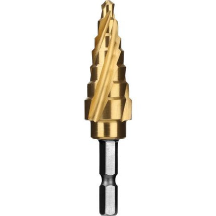 SESHIN BUFFALO 4-Flute Step Drill, Twist Type, Hex Shank 12mm–35mm, TiN Coated