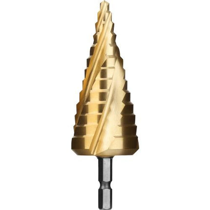 SESHIN BUFFALO 4-Flute Step Drill, Twist Type, Hex Shank 12mm–35mm, TiN Coated