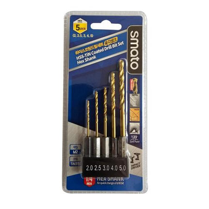 SMATO HSS Coated Drill Set, Hex Shank