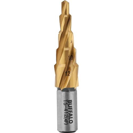 SESHIN BUFFALO 4-Flute Step Drill, Twist Type 12mm–35mm, TiN Coated