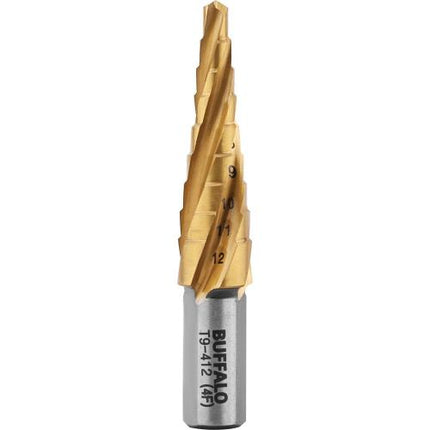 SESHIN BUFFALO 4-Flute Step Drill, Twist Type 12mm–35mm, TiN Coated