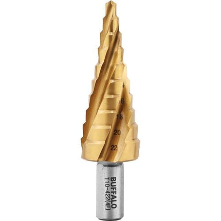 SESHIN BUFFALO 4-Flute Step Drill, Twist Type 12mm–35mm, TiN Coated