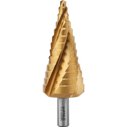 SESHIN BUFFALO 4-Flute Step Drill, Twist Type 12mm–35mm, TiN Coated