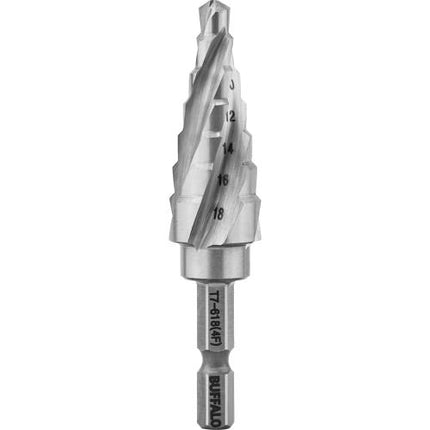 SESHIN BUFFALO 4-Flute Step Drill, Twist Type, Hex Shank 12mm–35mm