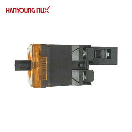 HANYOUNG Illuminated Push Button Switch, Contact Block, Bottom Contact, Yellow Cap AR-110D0Y