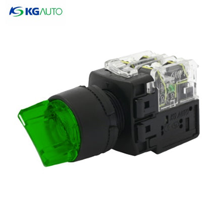 KG AUTO Selector Switch, 2-Position, Illuminated, Plastic, Projecting, Ø22, Maintained, Green, KGT-N2M1V2G, AC 110V/220V 1a1b