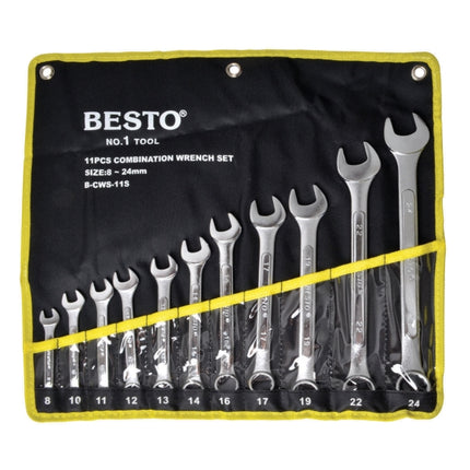 BESTO Combination Wrench Set B-CWS-11S 8,10,11,12,13,14,16,17,19,22,24