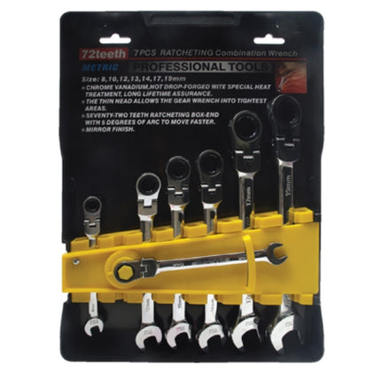 GEAR-TOP Flexible Gear Ratchet Wrench Set (7PCS) T-GW-7FS