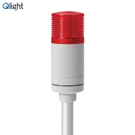 QLIGHT Signal Tower Light, Steady/Flashing Type, 50mm, 1-Tier, DC12V, Red QTGA50LF-1-12-R