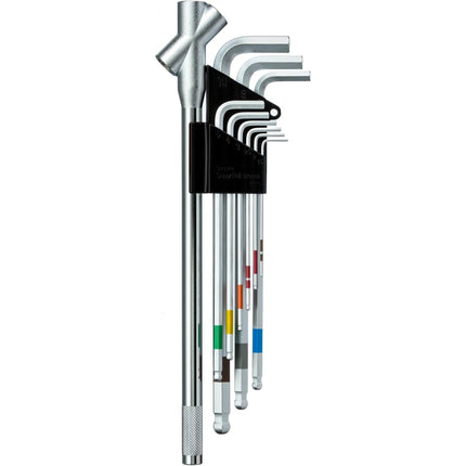 WISE Ball Point Hex Key Set, Super Long, 9-Piece (With Handle) NO-2000N