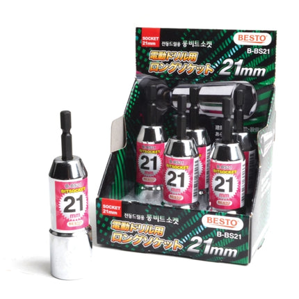 BESTO Long Bit Socket B-BS21 21mm × 6P (x6 pack)