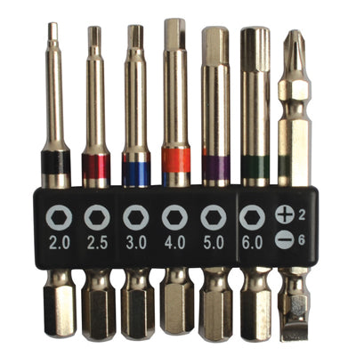 BESTO Bit Set, Hex, 7pcs B-BS07L H2.0~6.0 PH2 FD6 110mm