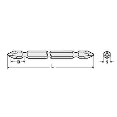 VESSEL Plated Bit, Single BW5-100-1 B36/5.0×100mm,#1(+) (x20 pack)