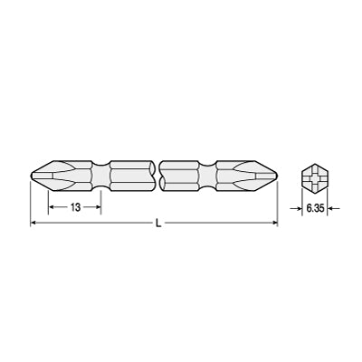 VESSEL Plated Bit, Single BW6-150-2 A14/6.35×150mm,#2(+) (x20 pack)