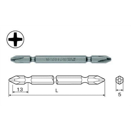 VESSEL Screwdriver Bit B36-2070 (+)2.0×5.0×70mm(+) (x10 pack)