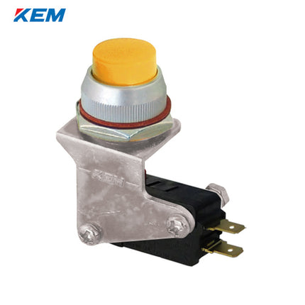 KEM Push Button Switch, Non-Illuminated, Ø16mm, Projecting, Yellow, KP-16-Y, AC250V 8A 1a1b