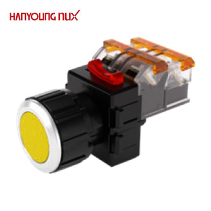 HANYOUNG Push Button Switch, Non-Illuminated, Ø25mm, Yellow, MRF-NM2Y 2a2b