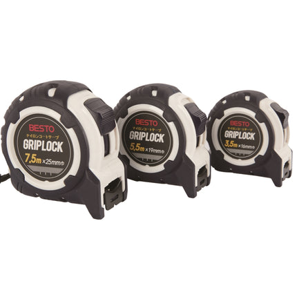 BESTO Tape Measure, Grip Lock (Stop Type) B-GL25-75HA 7.5*25mm, nylon coated, single-sided