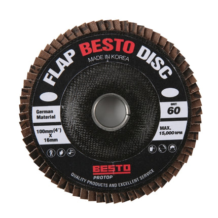 BESTO Flap Disc B-FD150 #150, 100 x 16mm, 4" (x100 pack)