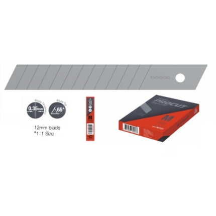 DORCO Utility Knife Blades M(B 12mm*0.35t(65°)/10PCS (x10 pack)