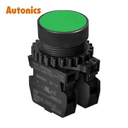 AUTONICS Push Button Switch, Non-Illuminated, Momentary, Ø30mm, Green, 2a S3PR-P1G2A